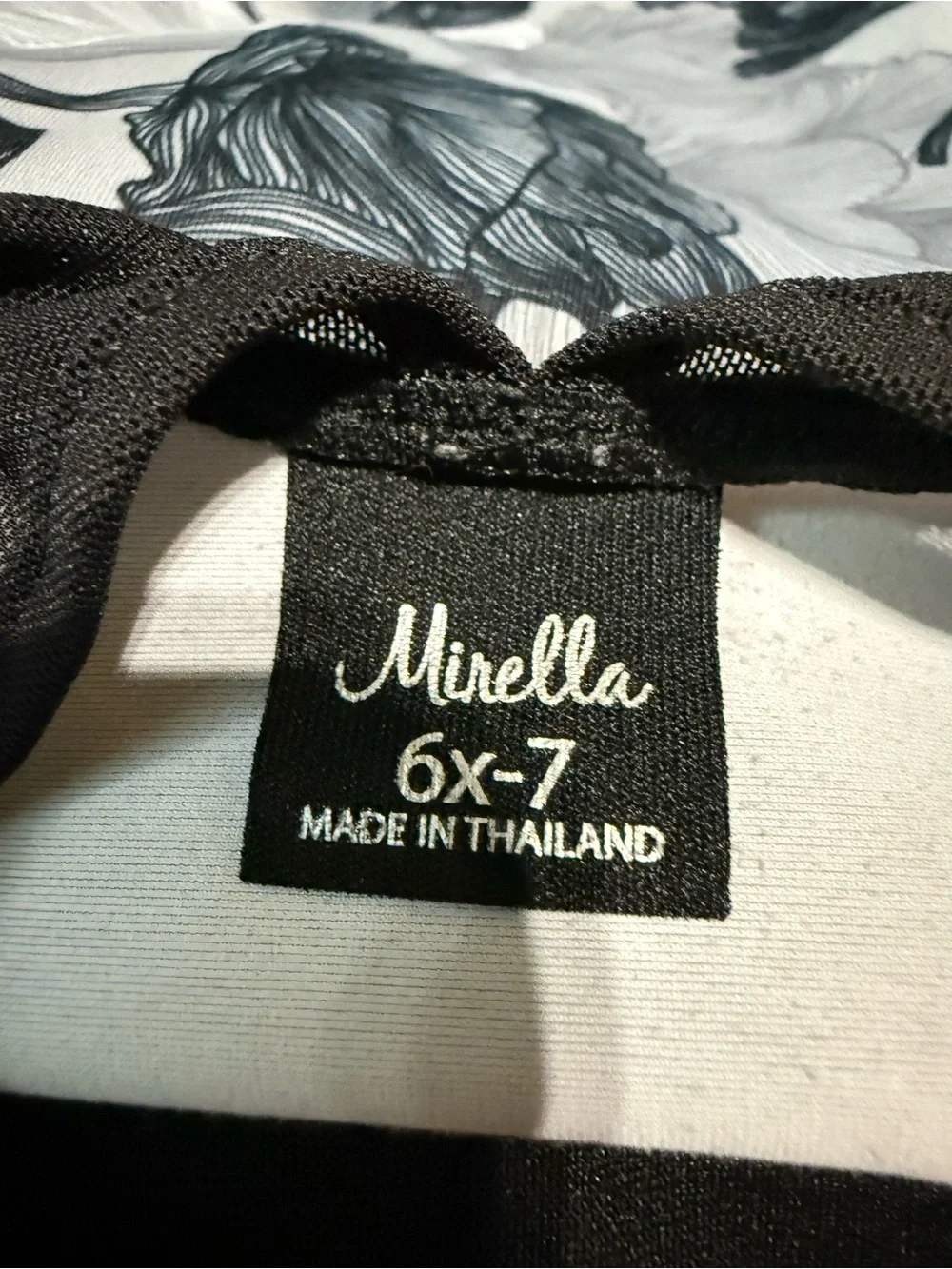 Mirella Black and Gray Floral Dance Leotard - 6x-7